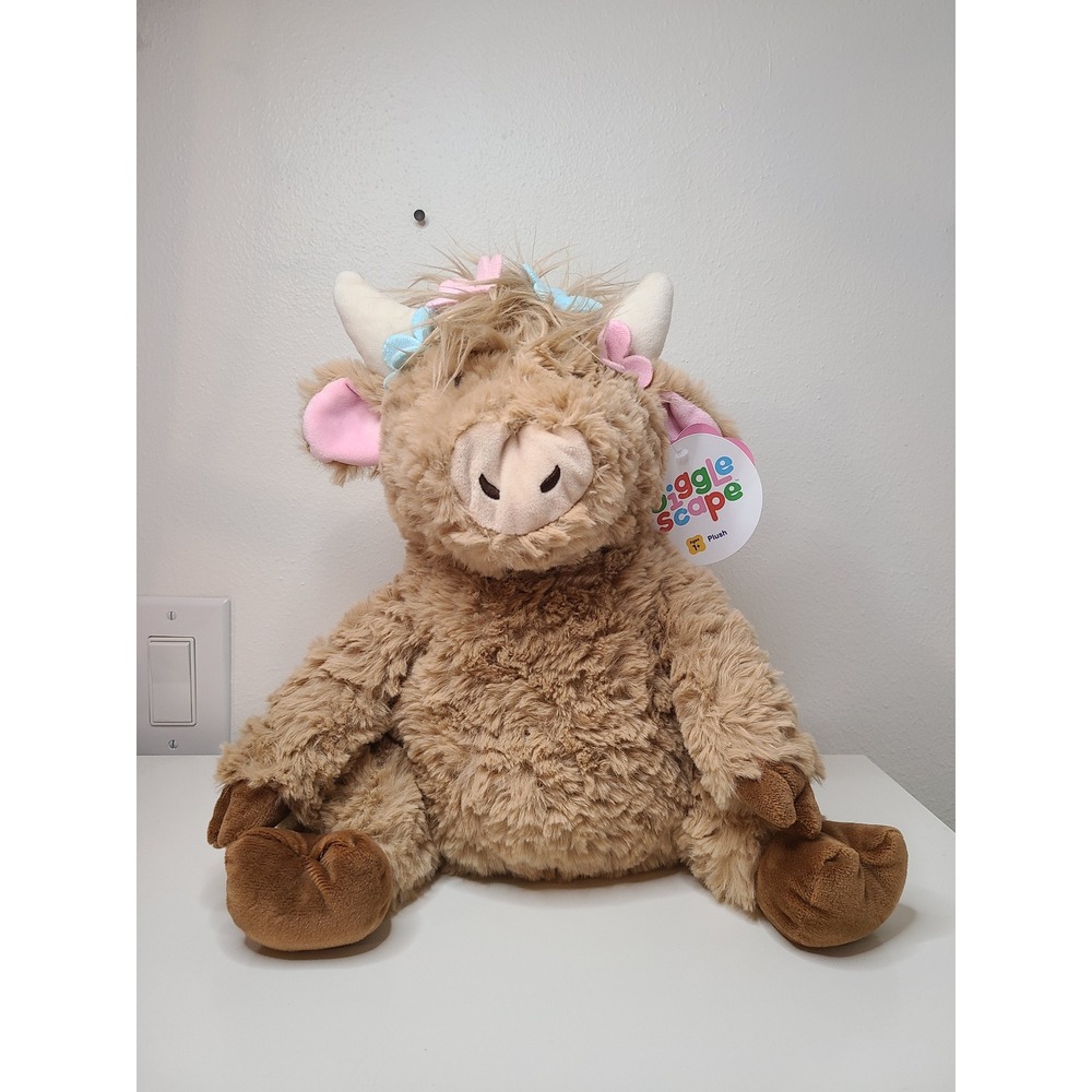 NWT Gigglescape Highland Cow 13" Plush Flower Crown Weighted